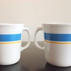 Vintage Corningware Blue + Yellow Stripe Mugs